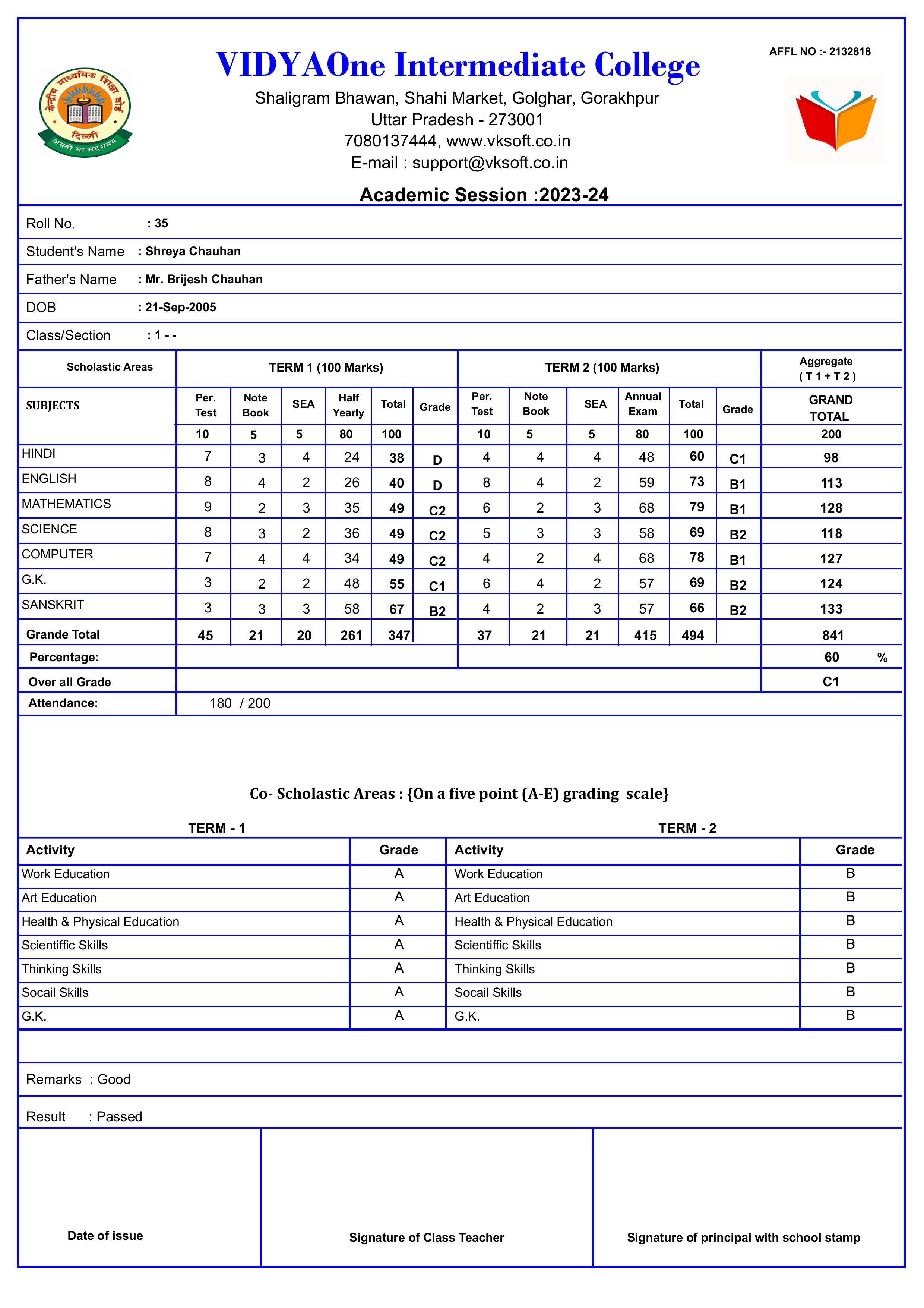 MARKSHEET067