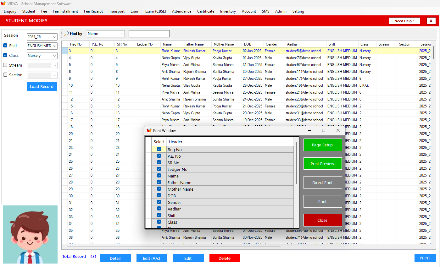 Student Information View
